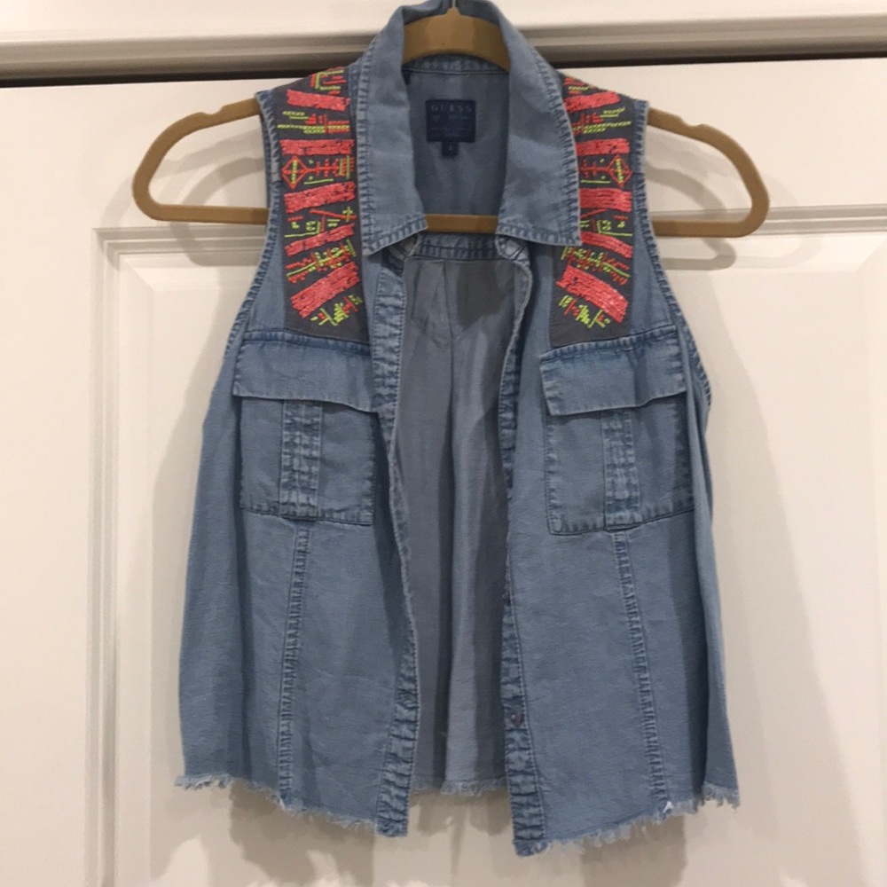 Cute beaded denim vest